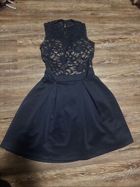 B Darlin Black Lace Bodice Fit & Flare Mini Dress